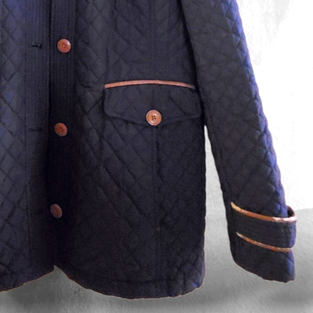 Lands End Black Quilted Jacket Floral Interior Primaloft Lightweight Sz Large - Picture 11 of 15